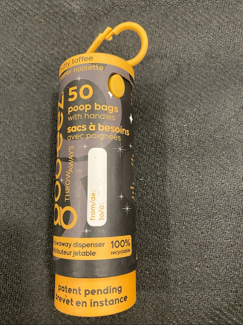 Poop Bag Dispenser with Handles — Yellow/Black